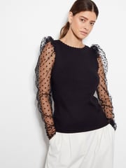 Monsoon Black Mimi Polka Dot Sleeve Blouses - Image 1 of 3