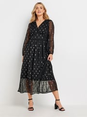 M&Co Black Metallic V-Neck Midaxi Dress - Image 1 of 5