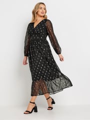 M&Co Black Metallic V-Neck Midaxi Dress - Image 4 of 5