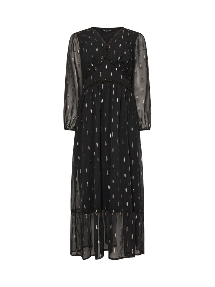 M&Co Black Metallic V-Neck Midaxi Dress - Image 5 of 5