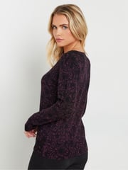 M&Co Purple Petite Lace Crew Neck Jumper - Image 3 of 5