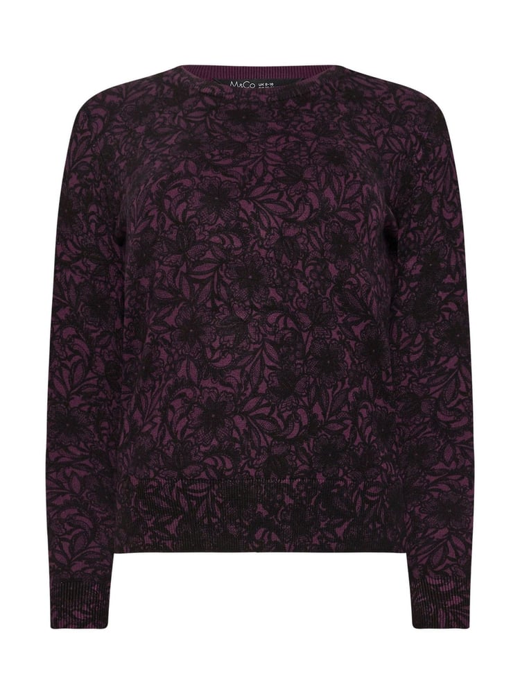 M&Co Purple Petite Lace Crew Neck Jumper - Image 5 of 5