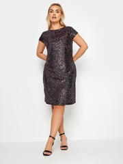 Yours Curve Pink Sequin Flute Sleeve Top - Image 1 of 5