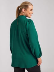 Yours Curve Green London Long Sleeve Keyhole Blouse - Image 3 of 5
