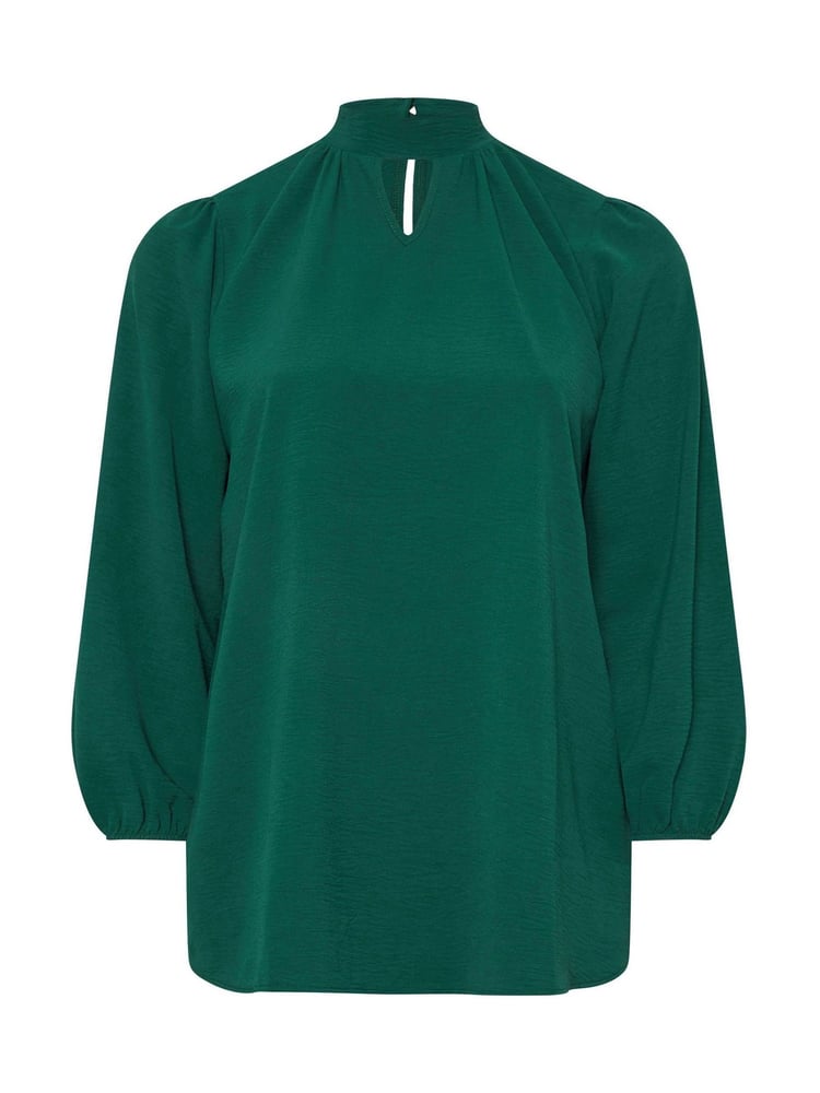 Yours Curve Green London Long Sleeve Keyhole Blouse - Image 5 of 5