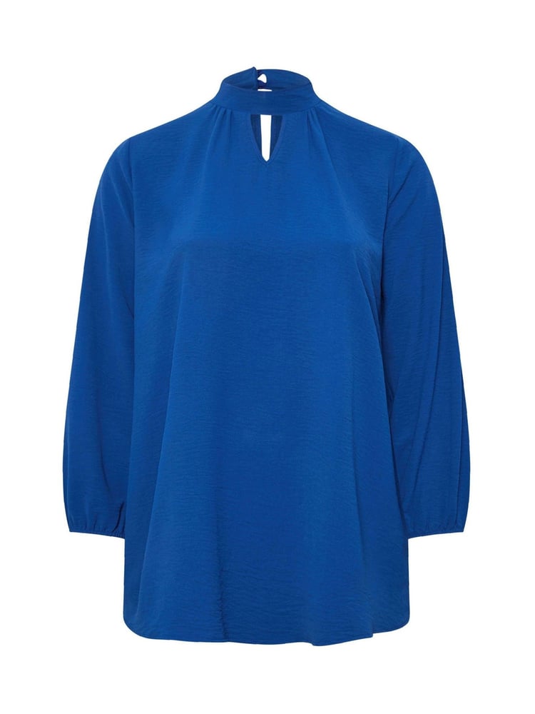 Yours Curve Blue London Long Sleeve Keyhole Blouse - Image 6 of 6