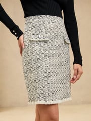Lipsy Black/White Knitted Boucle 2 in 1 Dress - Image 2 of 4