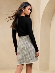 Lipsy Black/White Knitted Boucle 2 in 1 Dress - Image 4 of 4