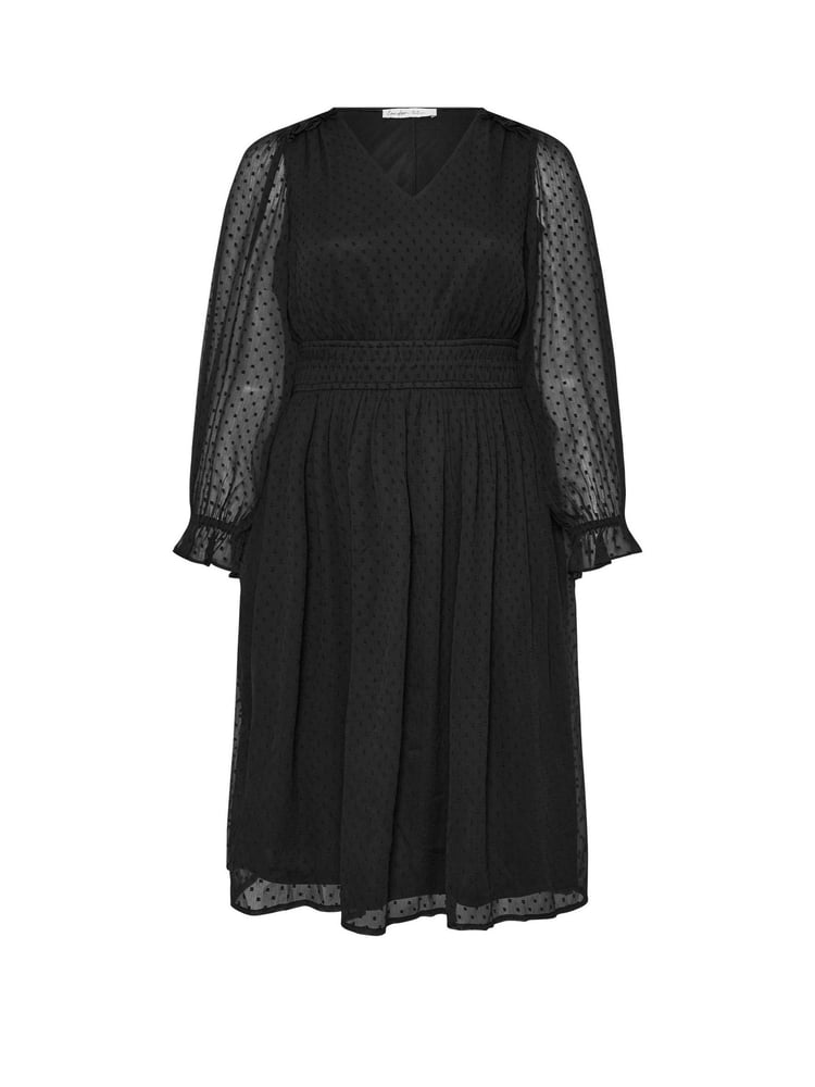 Yours Curve Black London Dobby Shirred Waist Dress - Image 5 of 5