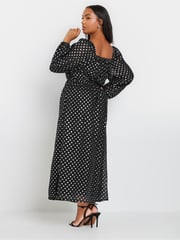 Yours Curve Black/Silver Spot Chiffon Foil Maxi Dress - Image 3 of 5