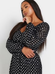 Yours Curve Black/Silver Spot Chiffon Foil Maxi Dress - Image 5 of 5