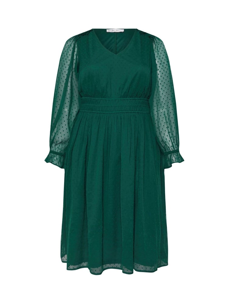 Yours Curve Green London Dobby Shirred Waist Dress - Image 5 of 5