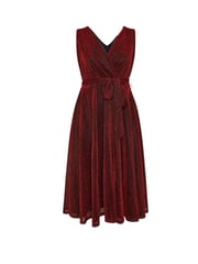 Yours Curve Red London Metallic Wrap Skater Dress - Image 7 of 7