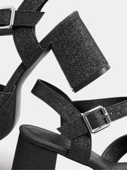 Yours Curve Black Wide Fit Extra Wide Fit Glitter Cross-Over Strap Heels - Image 5 of 5