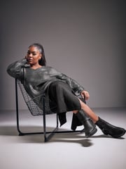Yours Curve Black Foil Knit Jumper - Image 4 of 6