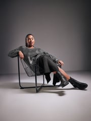 Yours Curve Black Foil Knit Jumper - Image 5 of 6