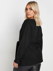 Yours Curve Black Wrap Jumper - Image 3 of 5