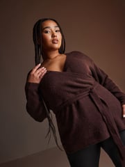 Yours Curve Purple Wrap Jumper - Image 2 of 5