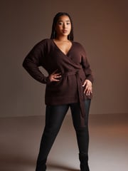 Yours Curve Purple Wrap Jumper - Image 4 of 5