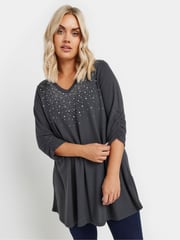 Yours Curve Grey Stud Swing Tunics - Image 1 of 5