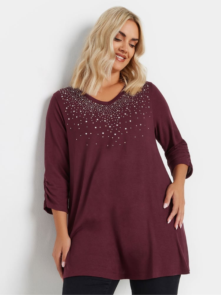Yours Curve Red Stud Swing Tunics - Image 1 of 5