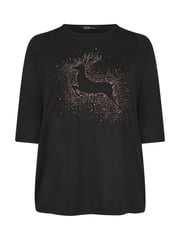 Yours Curve Black Reindeer Novelty T-Shirt - Image 5 of 5