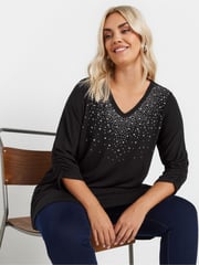 Yours Curve Black Stud Swing Tunics - Image 2 of 6