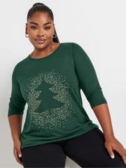 Yours Curve Green Christmas Tree Novelty T-Shirt - Image 1 of 5