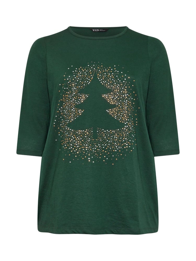 Yours Curve Green Christmas Tree Novelty T-Shirt - Image 5 of 5