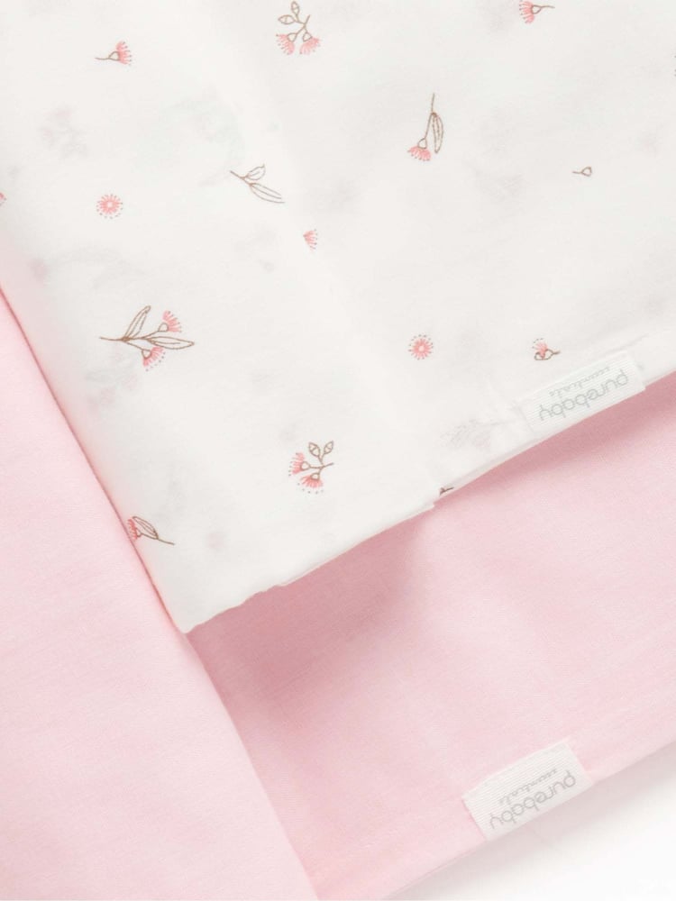 Purebaby Pink 100% Cotton Muslin Wraps 2 Pack - Image 2 of 2