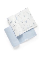 Purebaby Blue 100% Cotton Muslin Wraps 2 Pack - Image 1 of 2