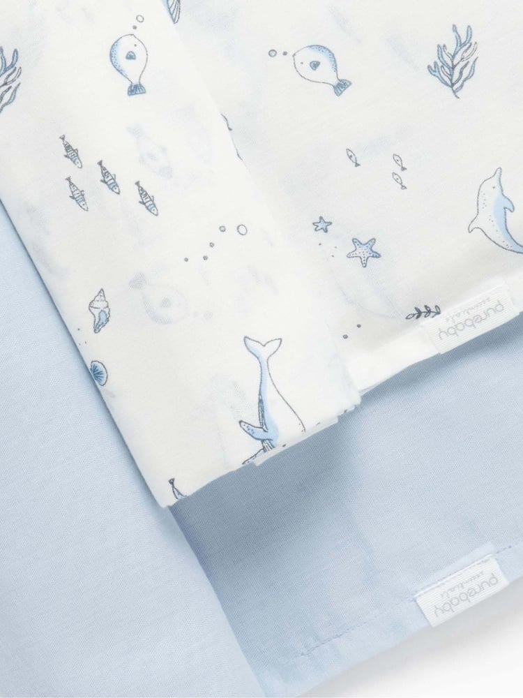 Purebaby Blue 100% Cotton Muslin Wraps 2 Pack - Image 2 of 2