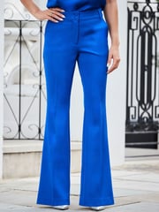 Sosandar Blue Button Detail Kick Flare Trousers - Image 3 of 5