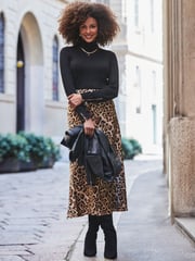 Sosandar Brown Leopard Print Satin Slip Skirt - Image 5 of 5