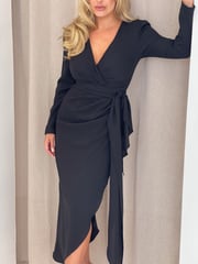 Girl In Mind Black Bria Wrap Maxi Dress - Image 2 of 4