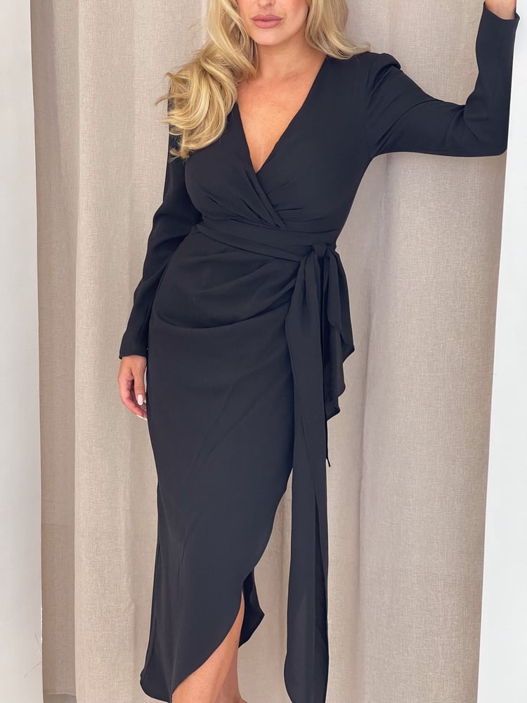Girl In Mind Black Bria Wrap Maxi Dress - Image 2 of 4