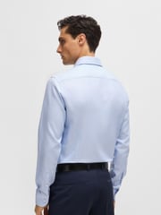 BOSS Blue Slim-Fit Structured 100% Cotton Shirt - Image 2 of 6