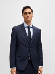 BOSS Blue Slim-Fit Structured 100% Cotton Shirt - Image 3 of 6