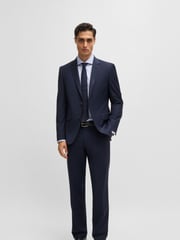 BOSS Blue Slim-Fit Structured 100% Cotton Shirt - Image 4 of 6