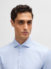 BOSS Blue Slim-Fit Structured 100% Cotton Shirt - Image 5 of 6