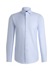 BOSS Blue Slim-Fit Structured 100% Cotton Shirt - Image 6 of 6