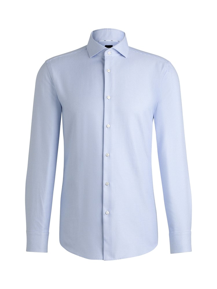 BOSS Blue Slim-Fit Structured 100% Cotton Shirt - Image 6 of 6