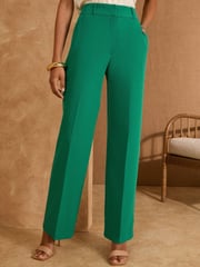 Love & Roses Green Petite High Waist Wide Leg Tailored Trousers - Image 1 of 4