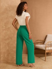 Love & Roses Green Petite High Waist Wide Leg Tailored Trousers - Image 4 of 4