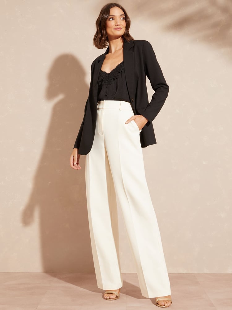 Love & Roses Ivory Petite High Waist Wide Leg Tailored Trousers - Image 4 of 4