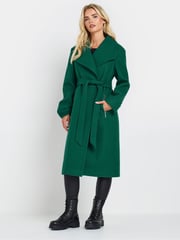 M&Co Green Petite Tailored Wrap Coat - Image 1 of 5