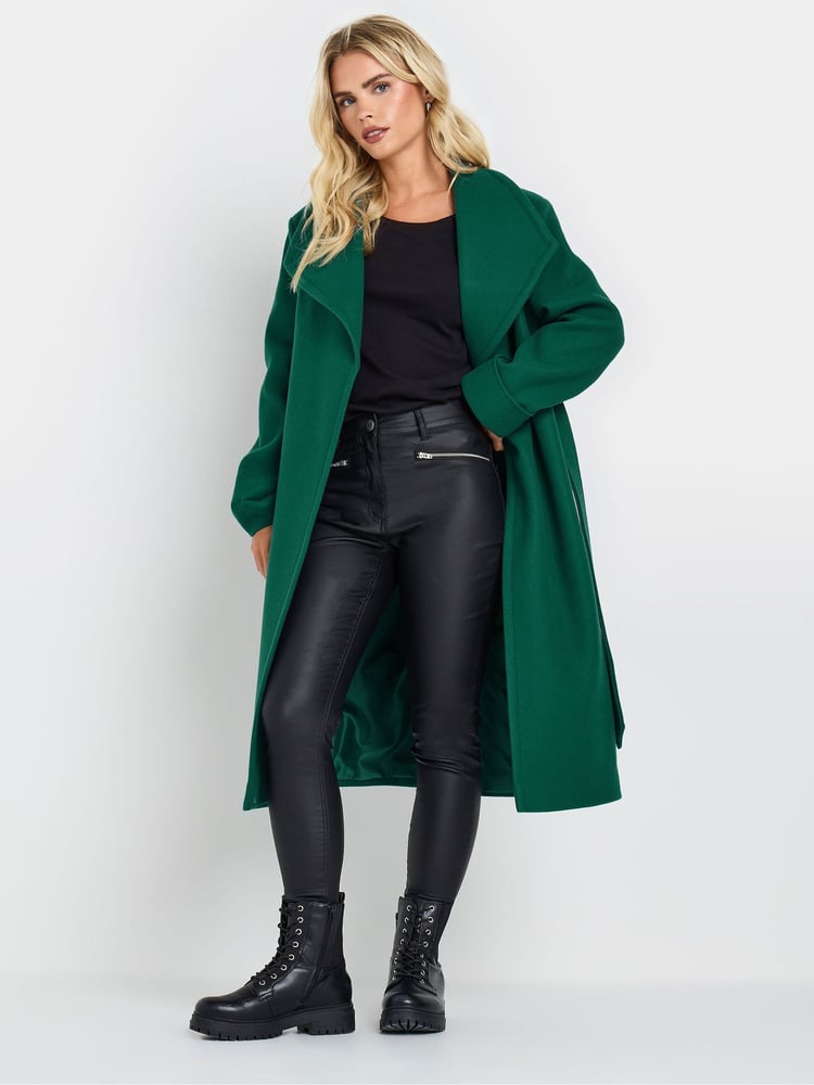M&Co Green Petite Tailored Wrap Coat - Image 2 of 5