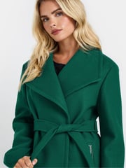 M&Co Green Petite Tailored Wrap Coat - Image 4 of 5