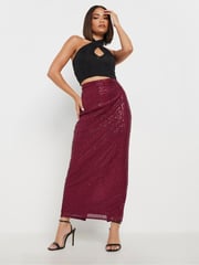PixieGirl Petite Red Sequin Maxi Skirt - Image 1 of 5