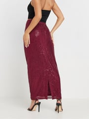 PixieGirl Petite Red Sequin Maxi Skirt - Image 3 of 5